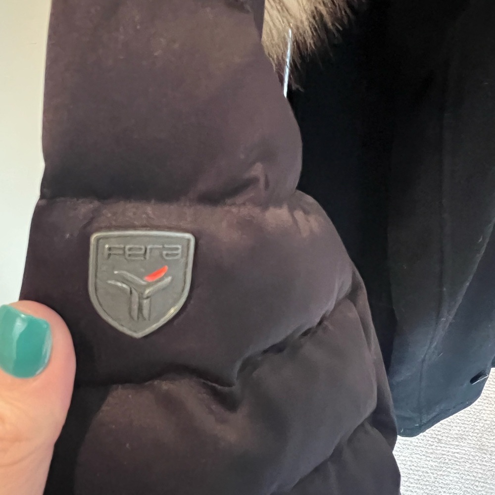 Women's Black Puffer Jacket with Faux Fur Hood - Picture 2 of 5